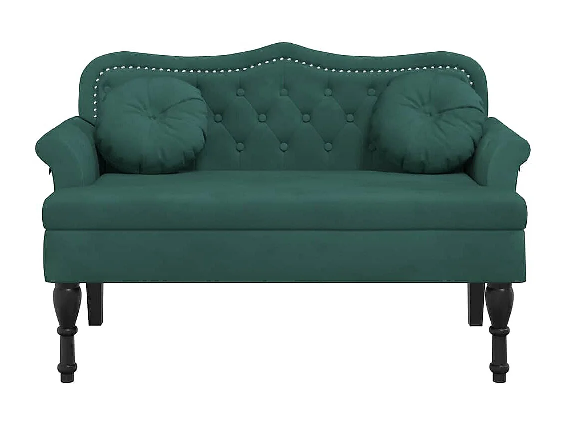 Banc avec coussins vert foncé 120,5x65x75 cm velours