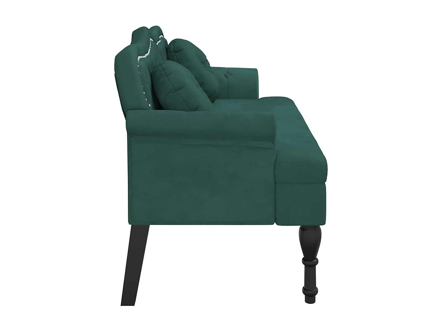 Banc avec coussins vert foncé 120,5x65x75 cm velours