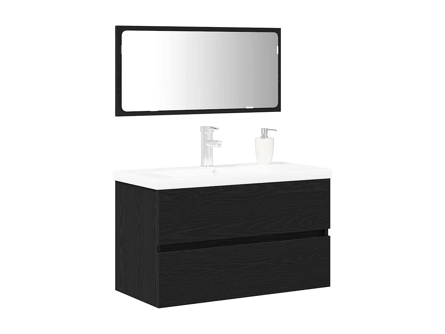 3-delige badkamermeubelset Zwarte eik