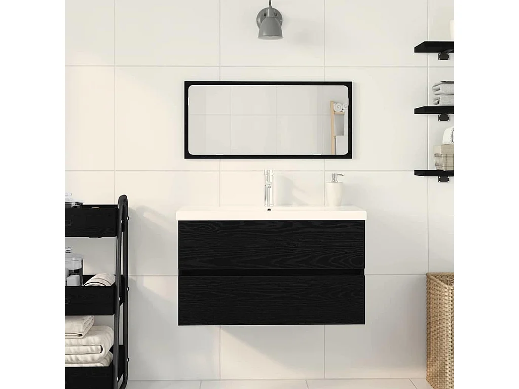3-delige badkamermeubelset Zwarte eik