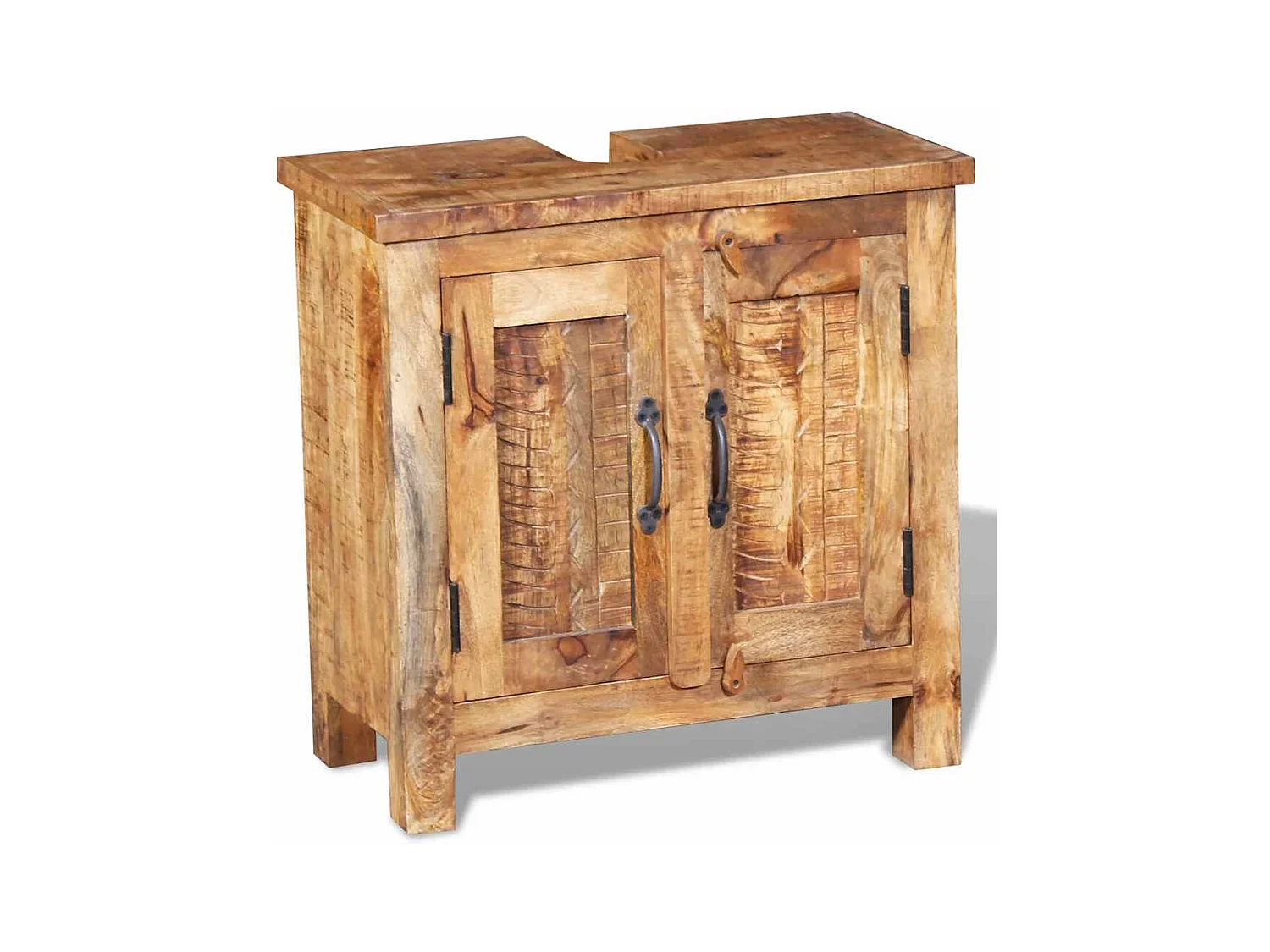 Meuble de salle de bain avec miroir Bois massif de manguier