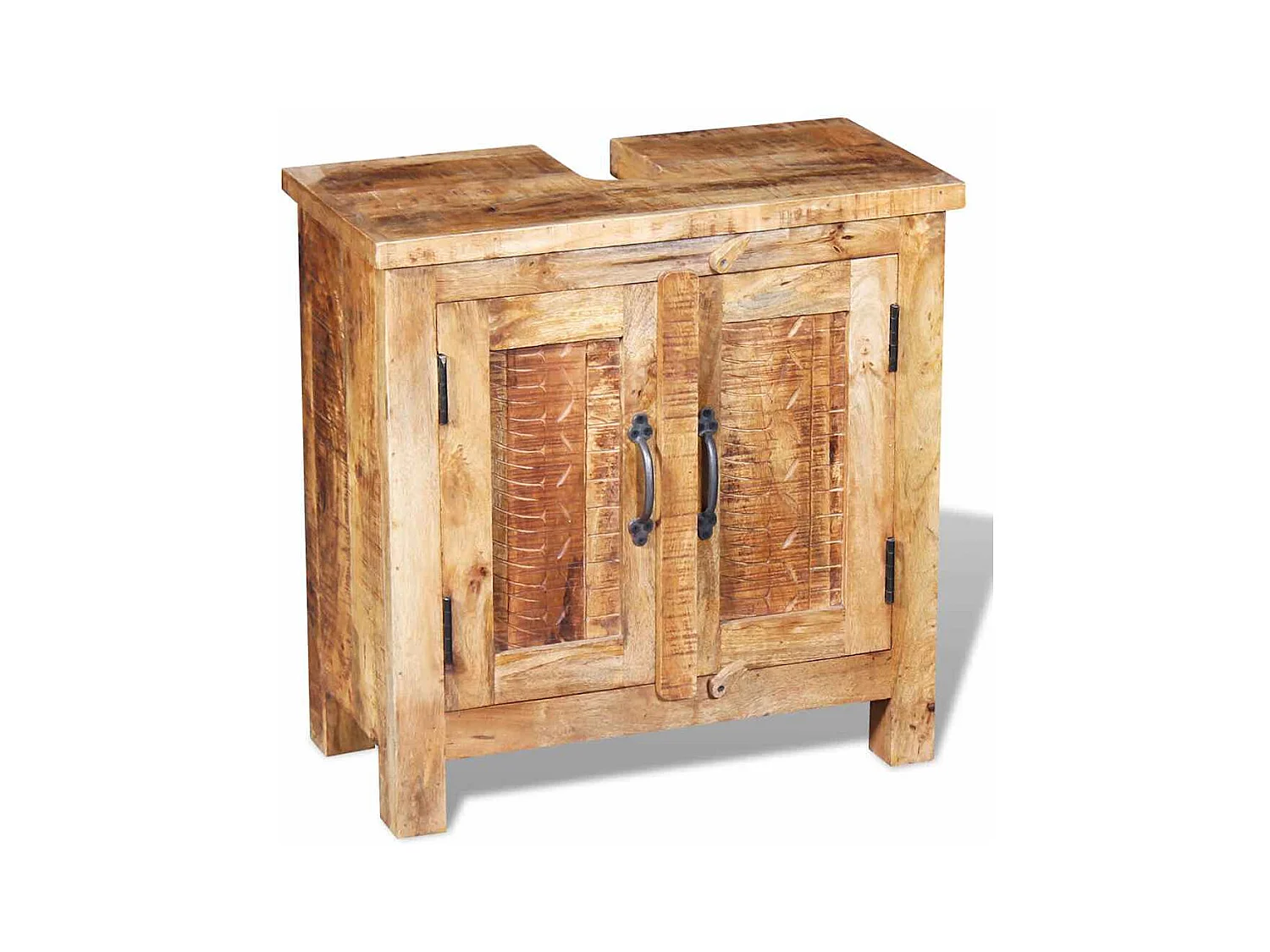 Meuble de salle de bain avec miroir Bois massif de manguier