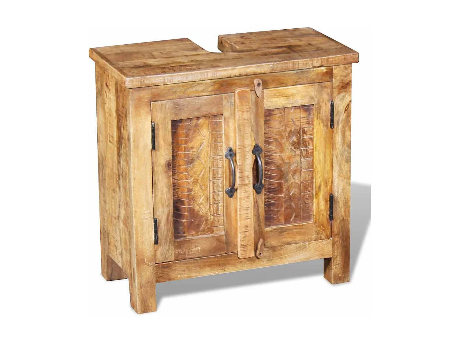 Meuble de salle de bain avec miroir Bois massif de manguier