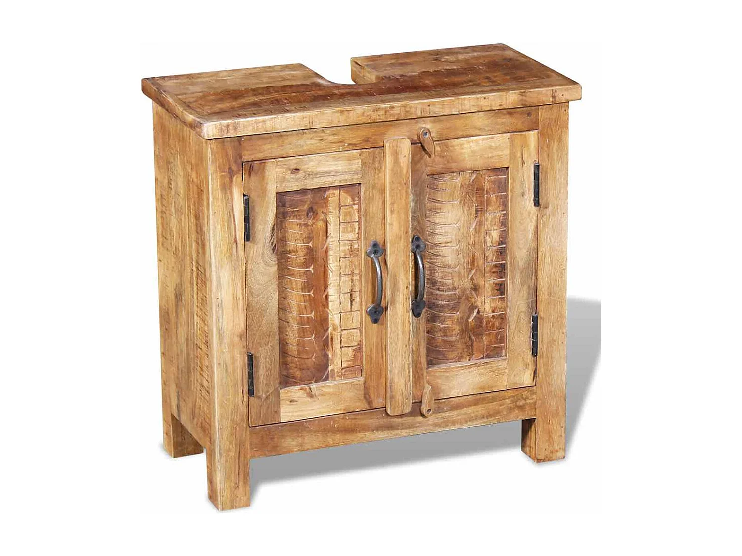 Meuble de salle de bain avec miroir Bois massif de manguier