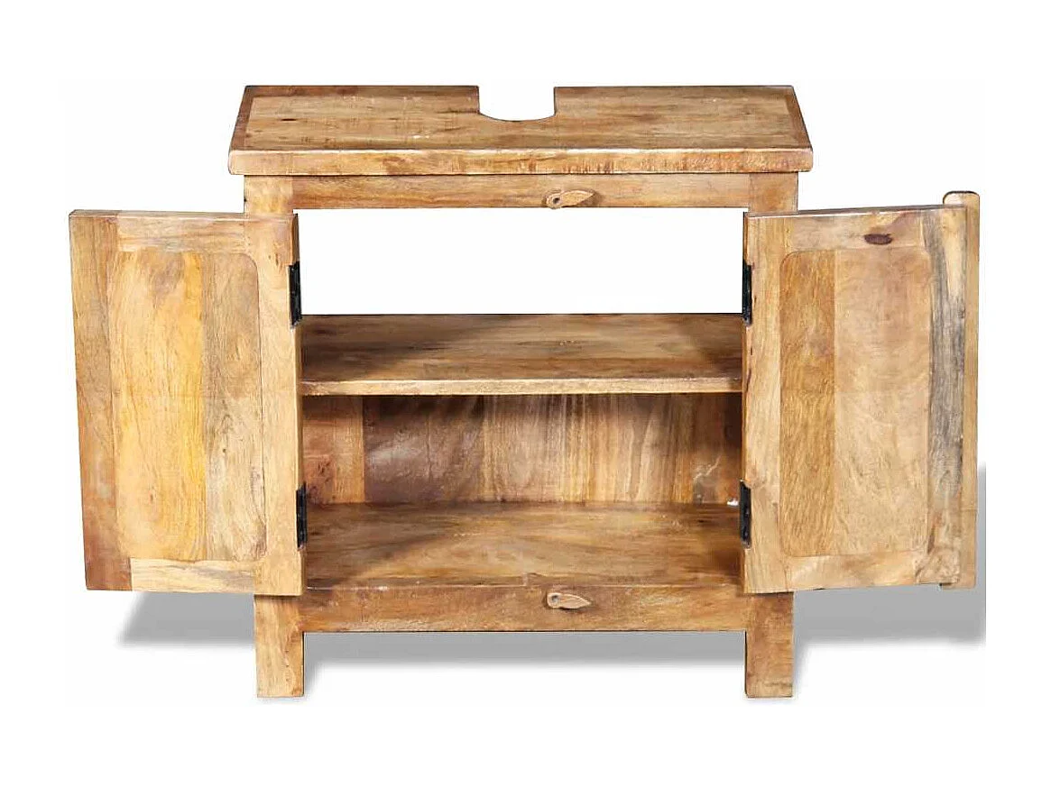 Meuble de salle de bain avec miroir Bois massif de manguier