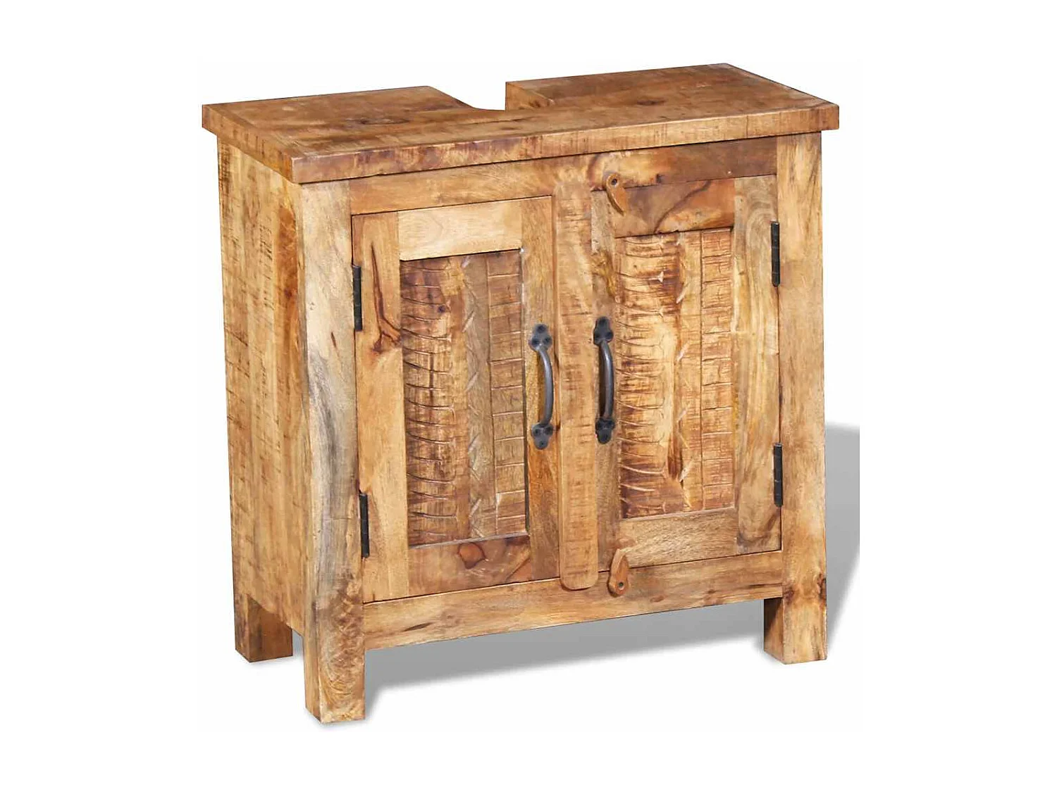 Meuble de salle de bain avec miroir Bois massif de manguier