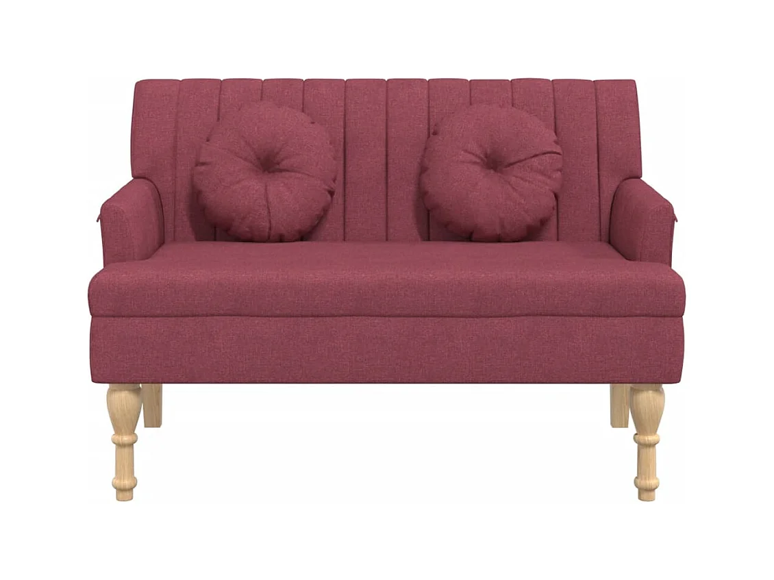 Bank mit burgunderroten Kissen 113x64,5x75,5 cm Stoff