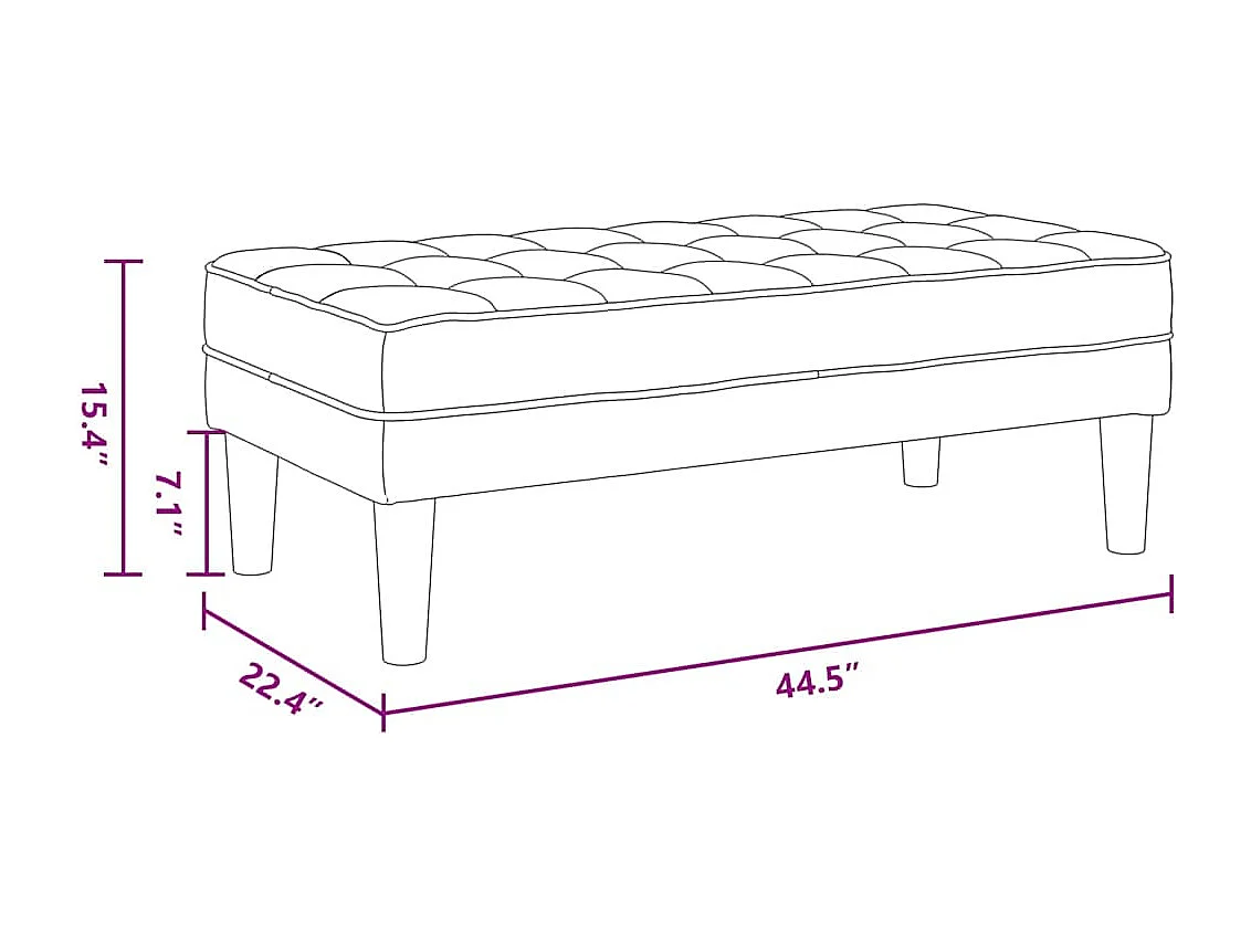 banc Noir 113 x 57 x 39 cm Velours
