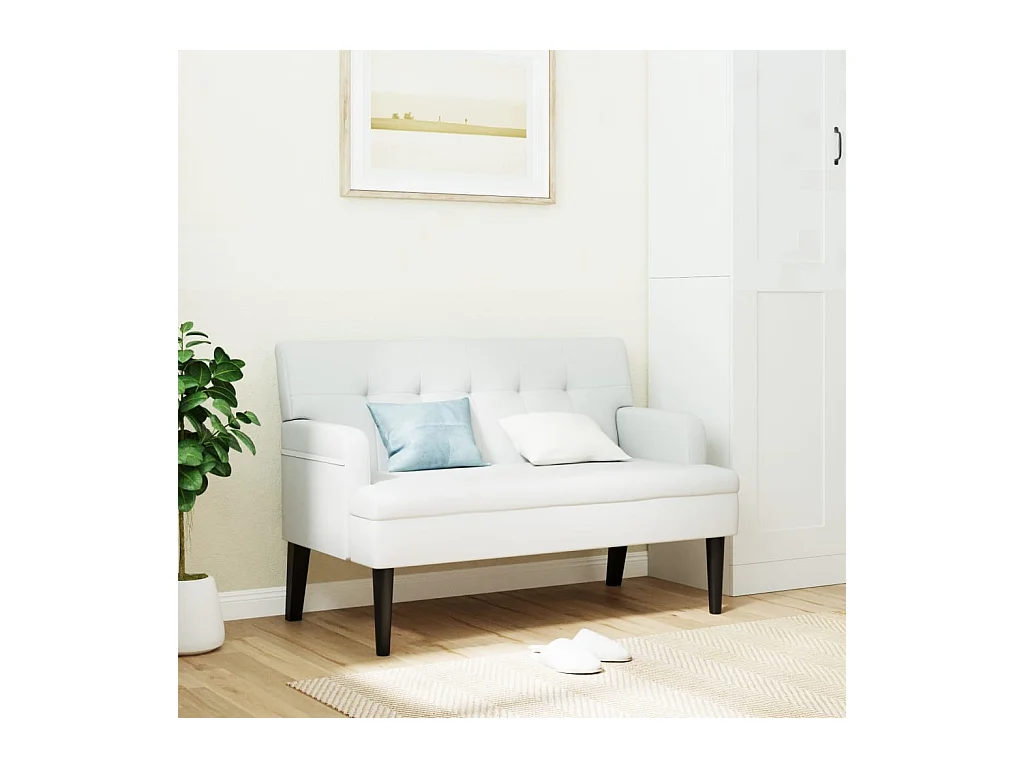 Banco con respaldo blanco 112x65,5x75 cm símil piel