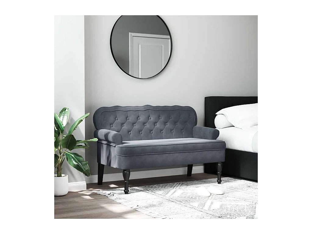 Bank met donkergrijze rugleuning 119,5x64,5x75 cm fluweel