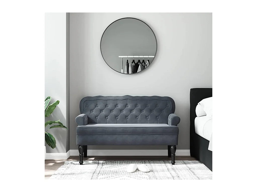 Bank met donkergrijze rugleuning 119,5x64,5x75 cm fluweel