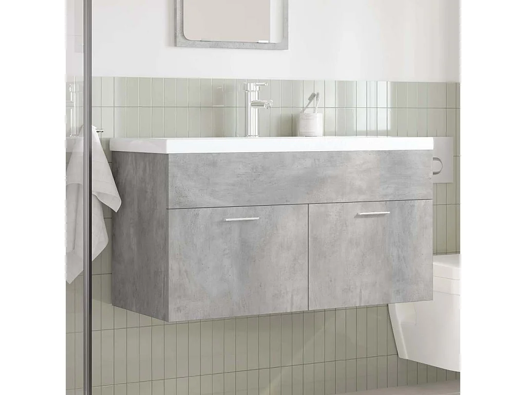 Armoire lavabo de salle de bain avec bassin intégré et robinet