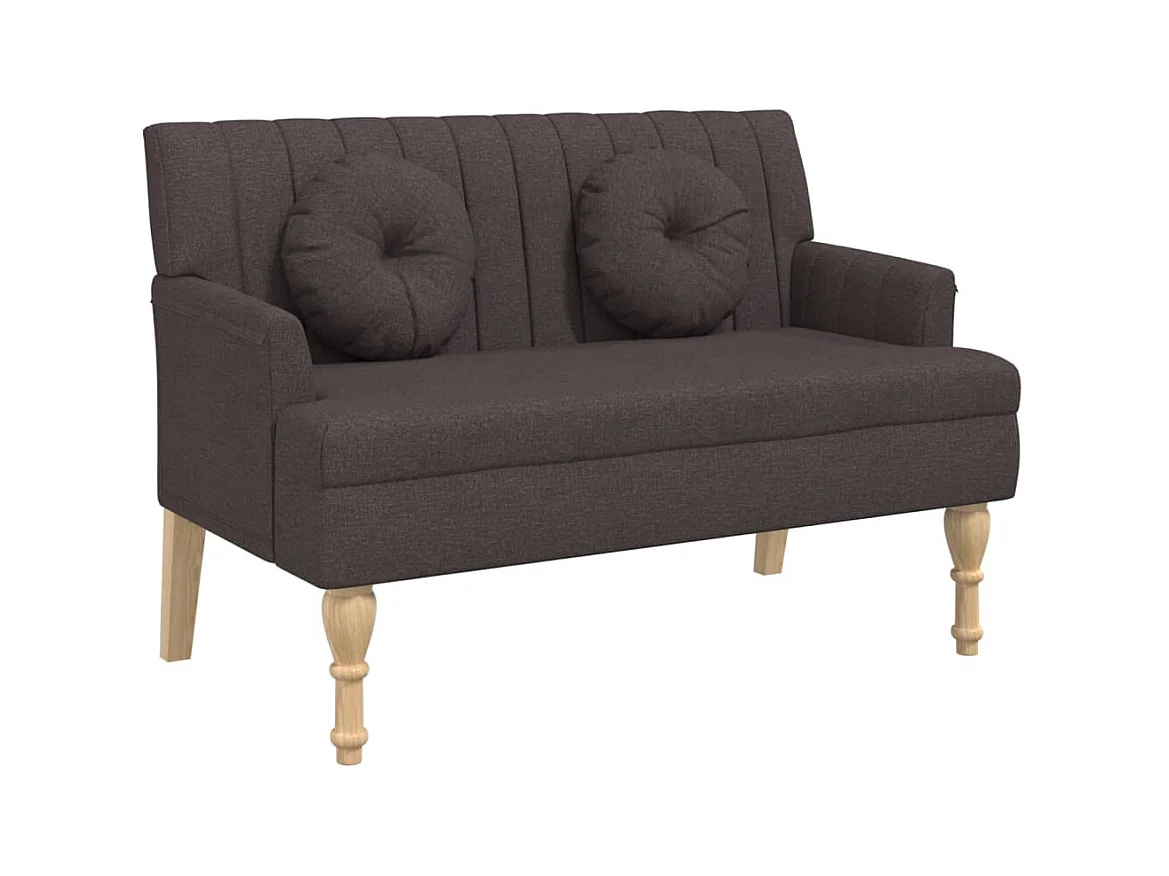 Banc avec coussins marron foncé 113x64,5x75,5 cm tissu