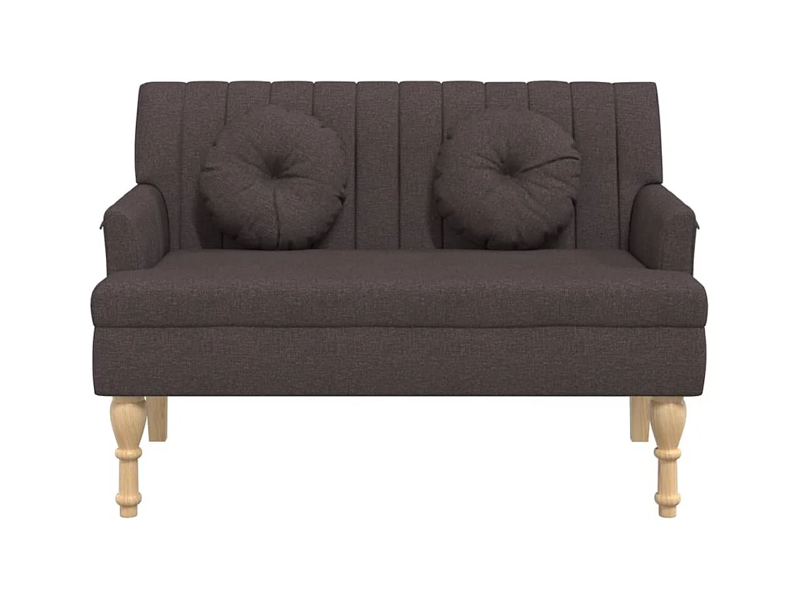 Banc avec coussins marron foncé 113x64,5x75,5 cm tissu