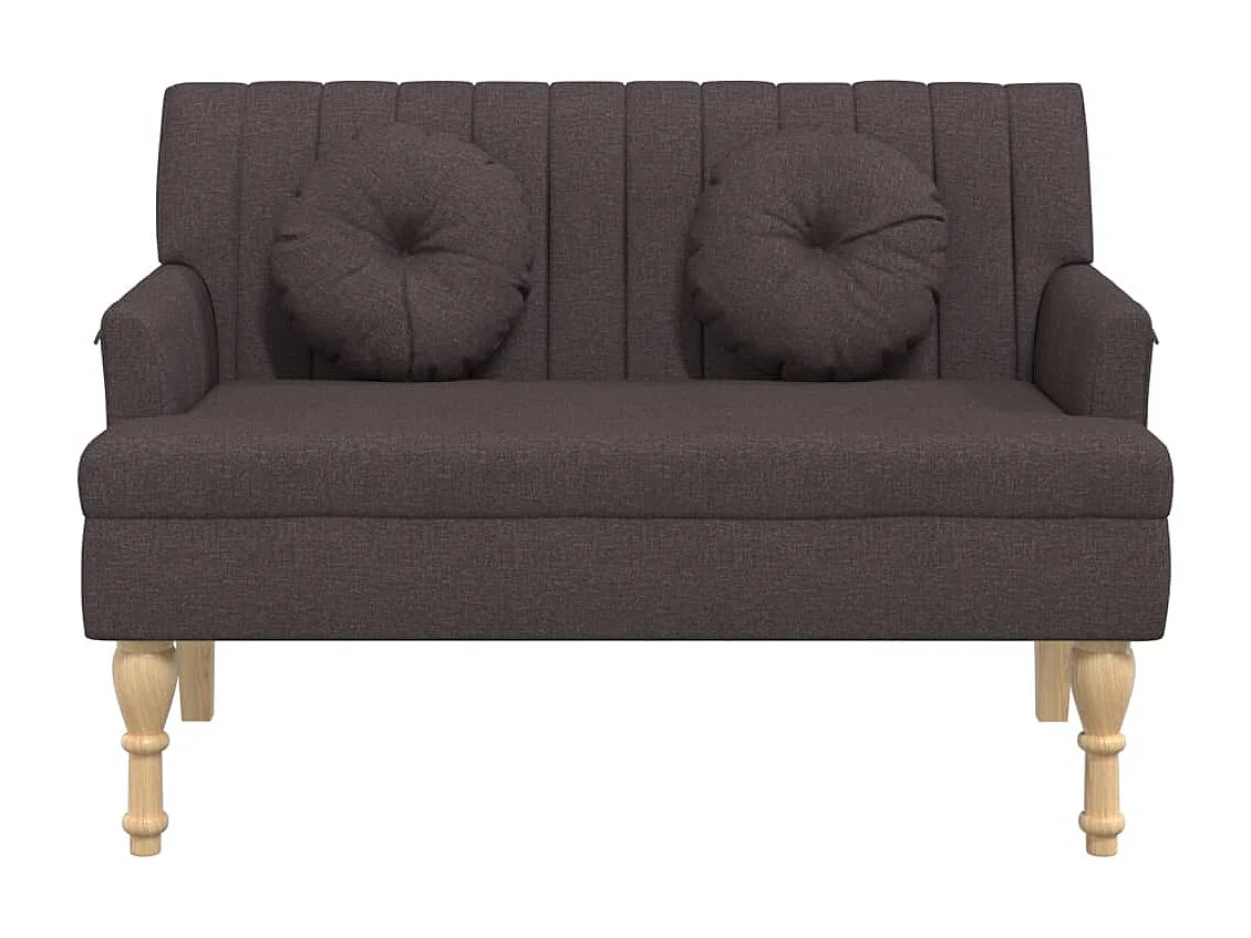 Banc avec coussins marron foncé 113x64,5x75,5 cm tissu