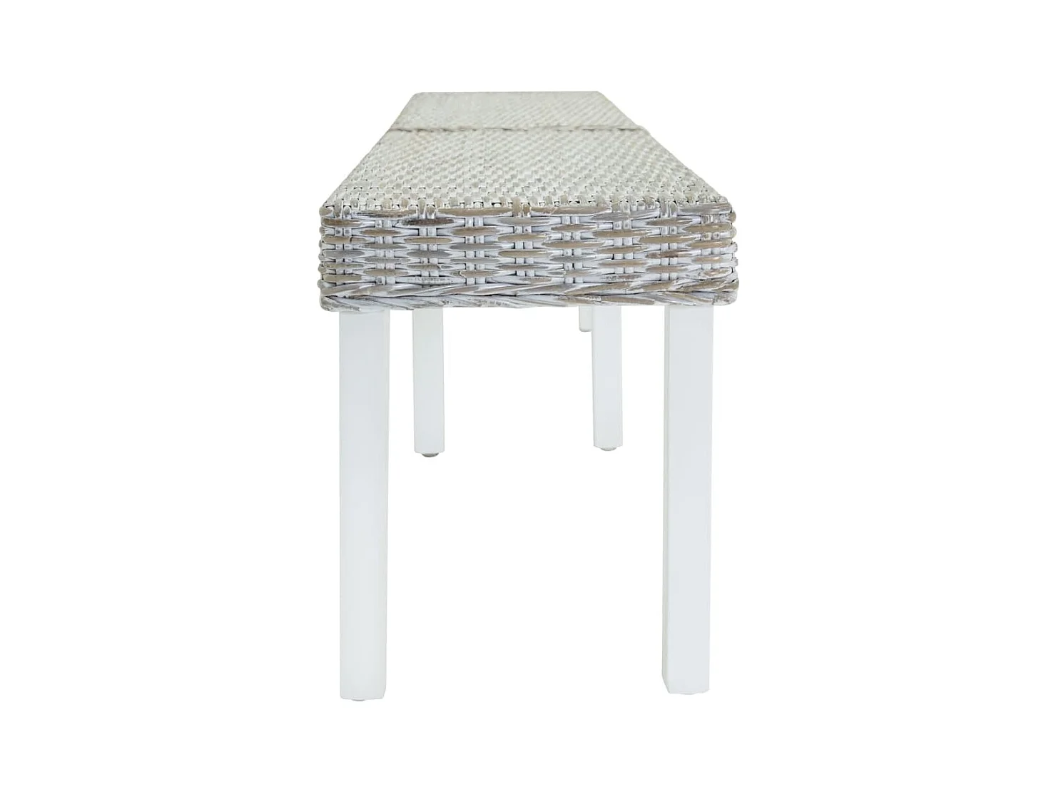 Banco Blanco 160x35x45 cm Ratán kubu natural y caoba maciza