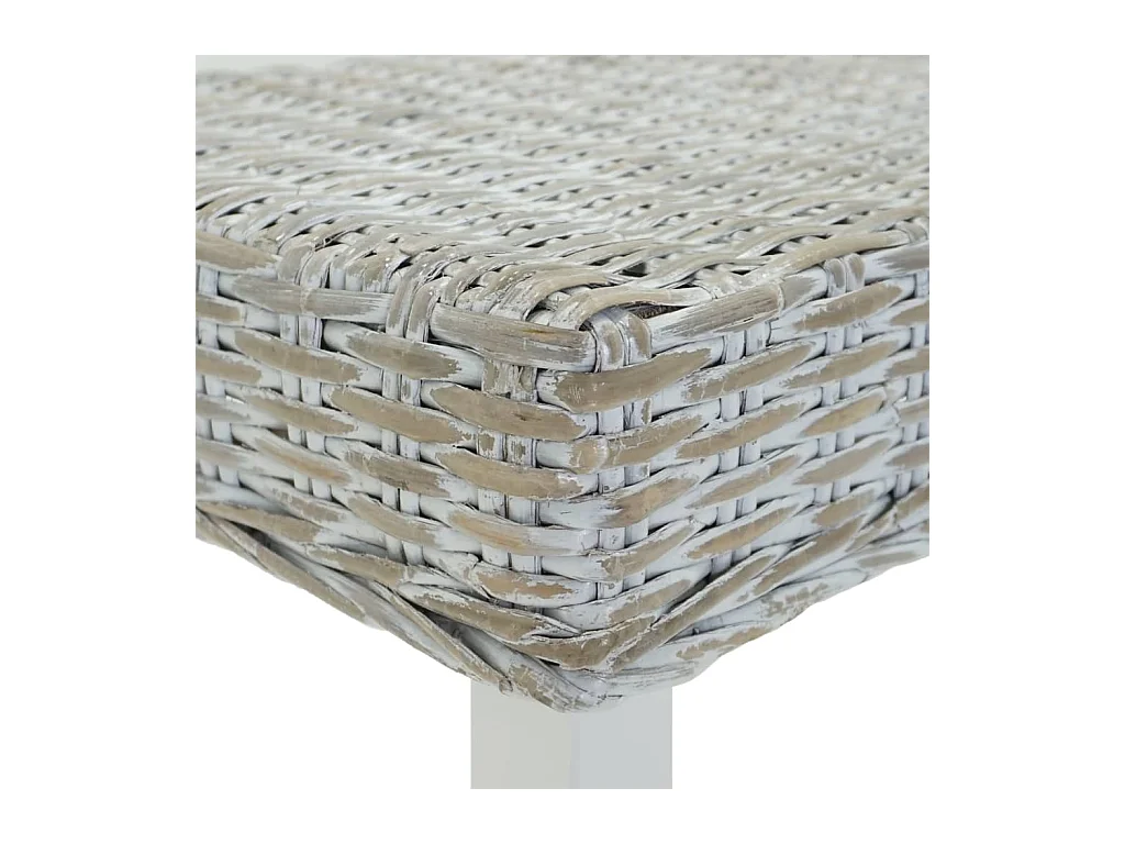 Banco Blanco 160x35x45 cm Ratán kubu natural y caoba maciza