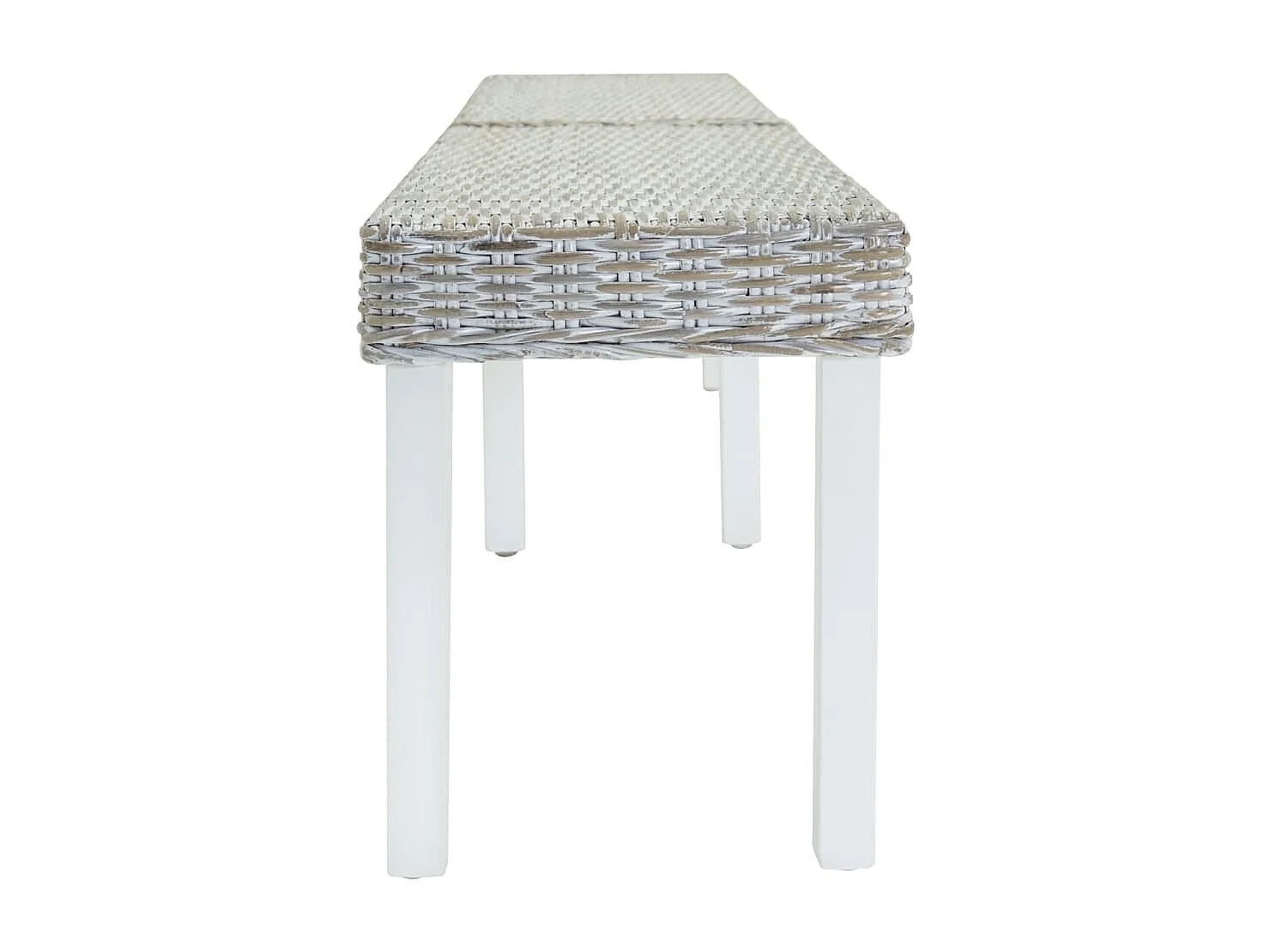 Witte bank 160x35x45 cm Natuurlijk kubu rotan en massief mahonie