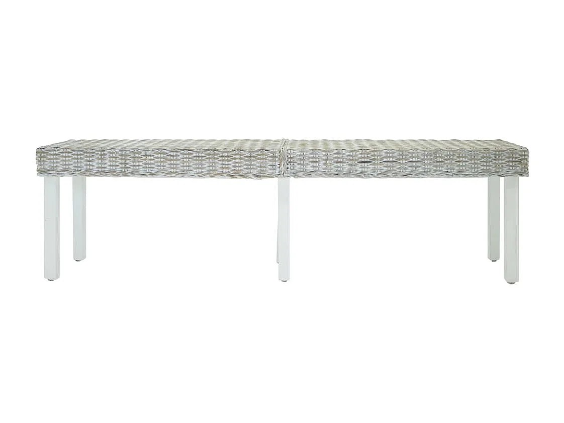 Banc Blanc 160x35x45 cm Rotin kubu naturel et acajou solide