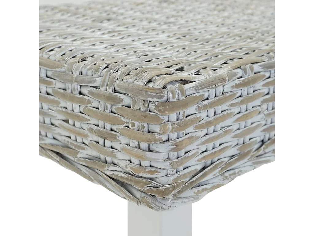 Banc Blanc 160x35x45 cm Rotin kubu naturel et acajou solide