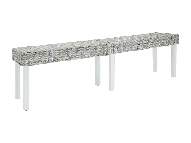 Panca bianca 160x35x45 cm Kubu rattan naturale e mogano massello