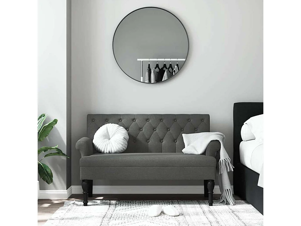 Banco con respaldo gris oscuro 120x62x75,5 cm tela