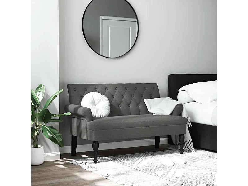 Panca con schienale grigio scuro 120x62x75,5 cm tessuto