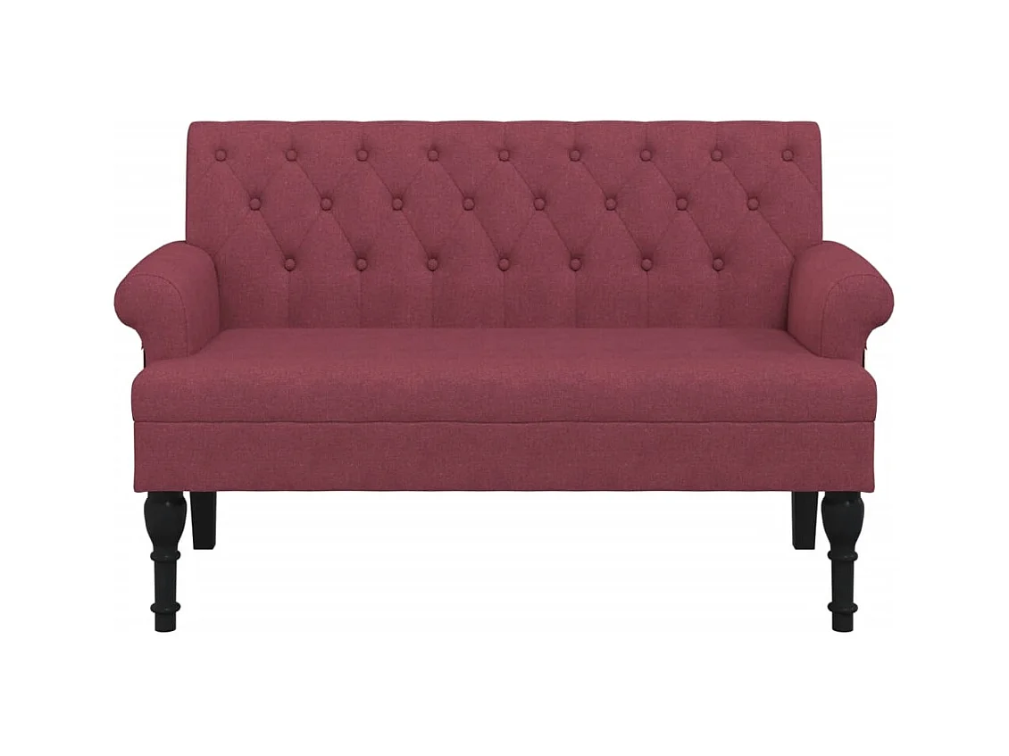 Bank mit bordeauxroter Rückenlehne 120x62x75,5 cm Stoff