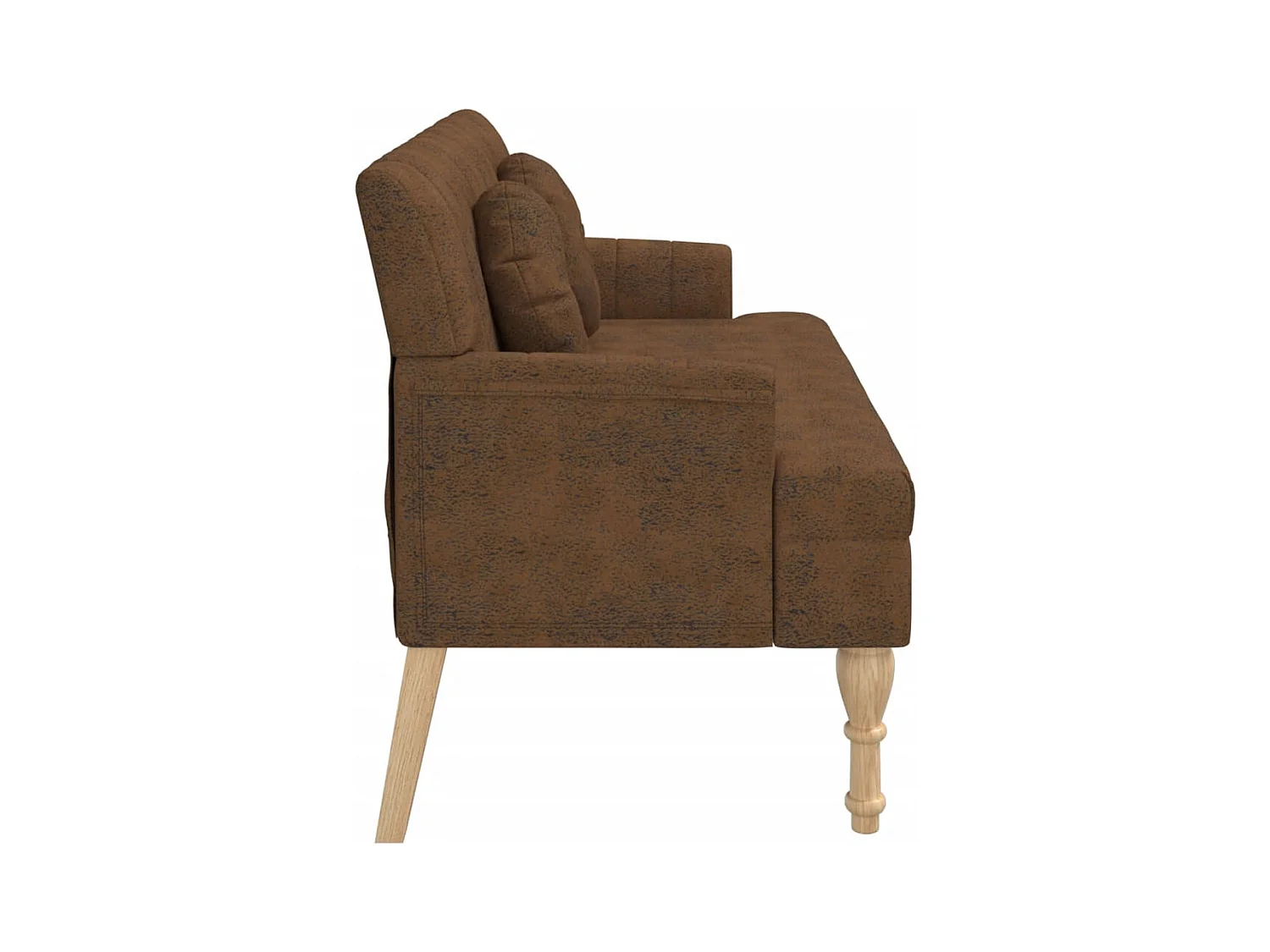 Banco con cojines marrones 113x64,5x75,5 cm piel antelina