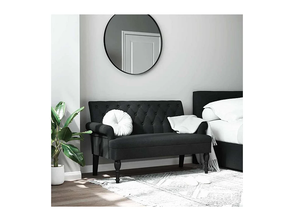 Bank met zwarte rugleuning 120x62x75,5 cm stof