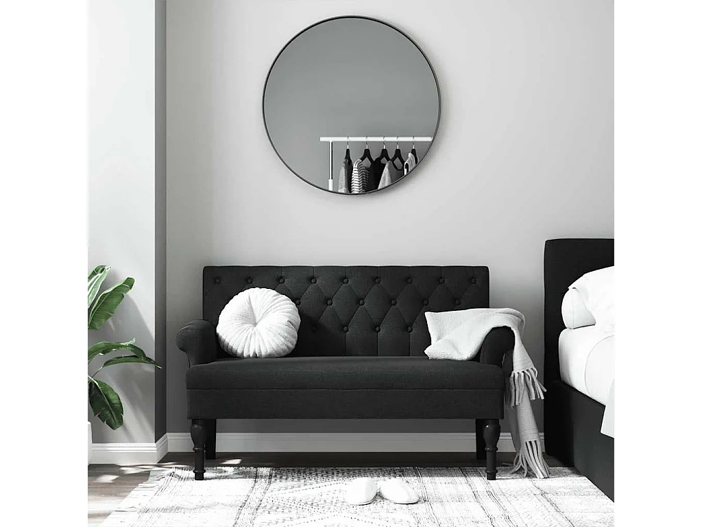 Banco con respaldo negro 120x62x75,5 cm tela