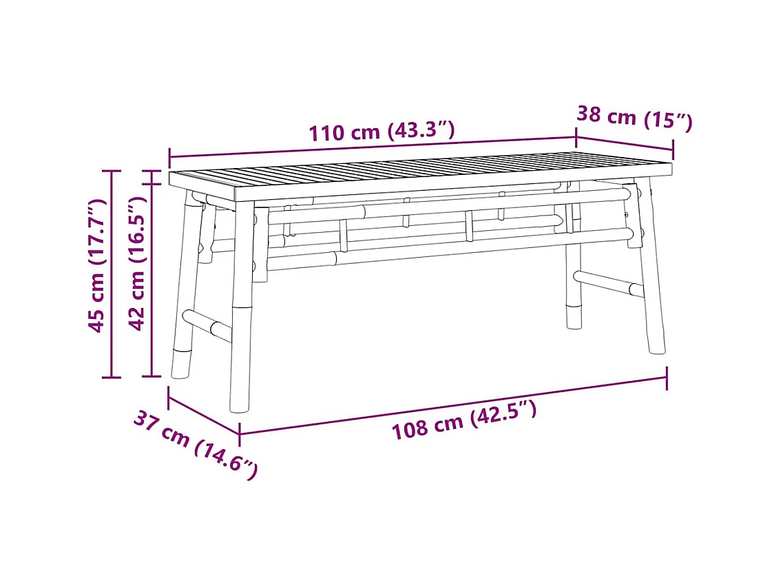 Banco Marrón 110 x 38 x 45 cm Bambú