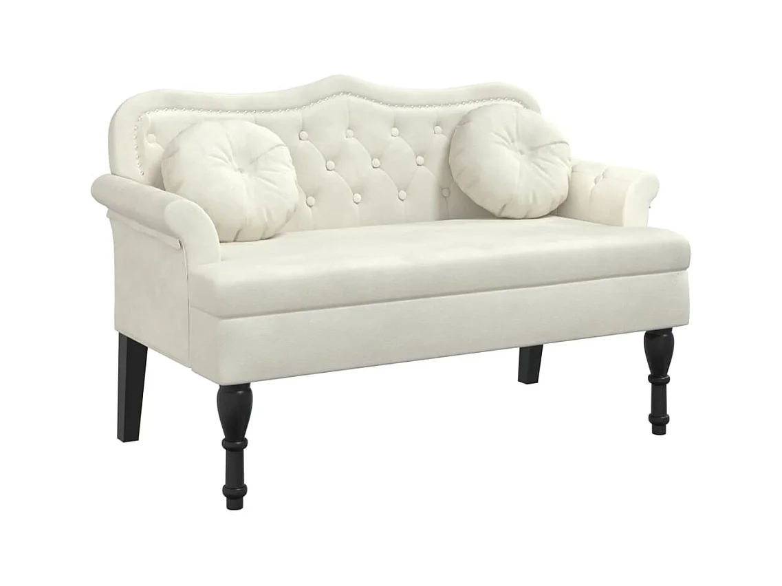 Banc avec coussins crème 120,5x65x75 cm velours