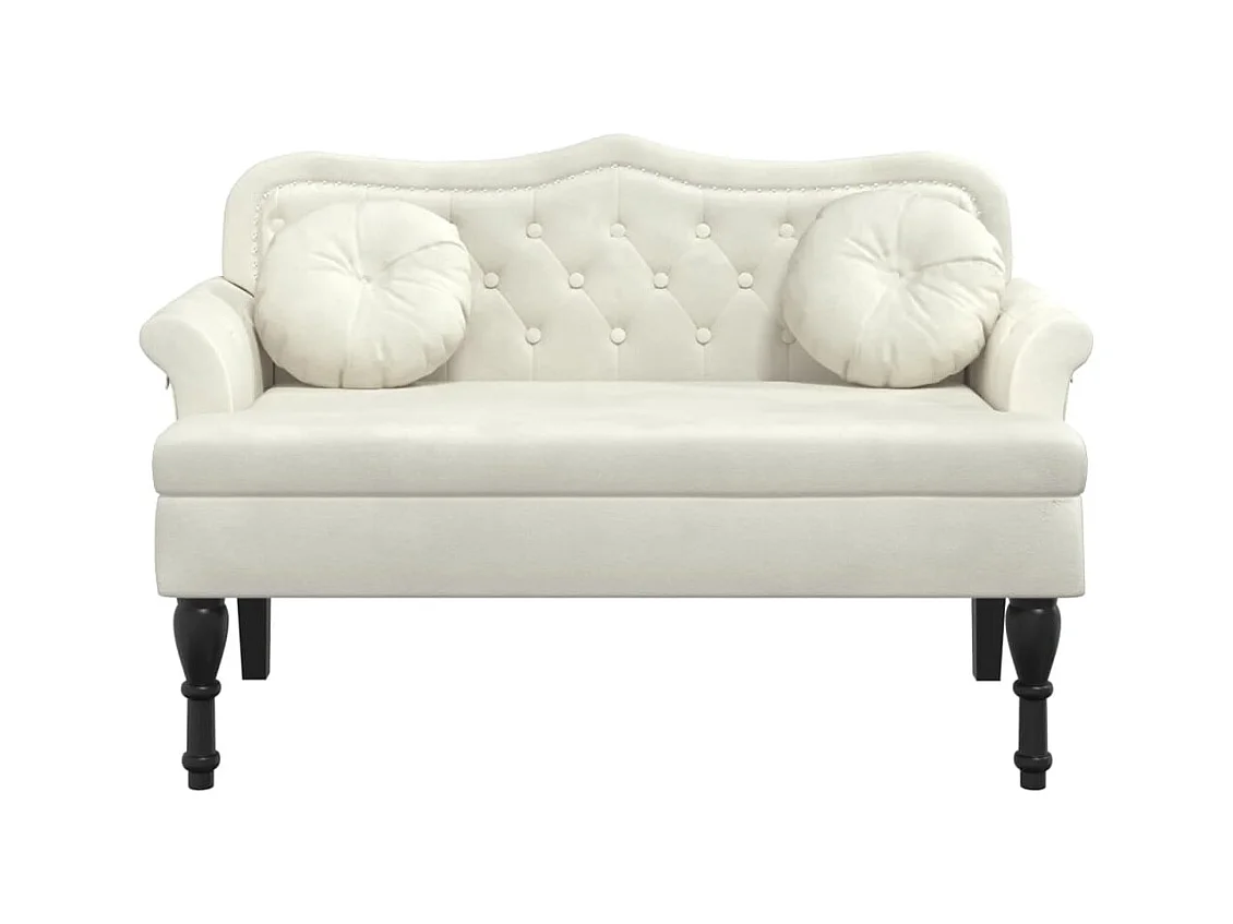 Banc avec coussins crème 120,5x65x75 cm velours
