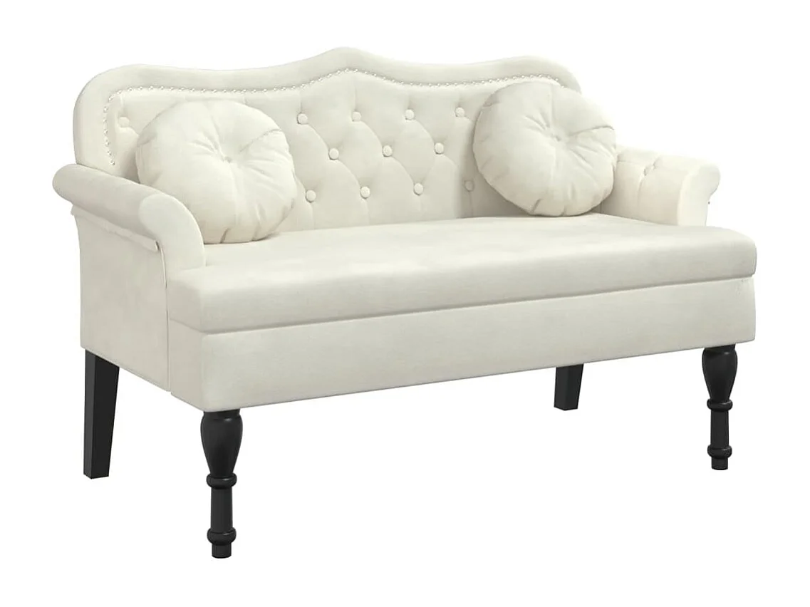 Banco con cojines color crema 120,5x65x75 cm terciopelo