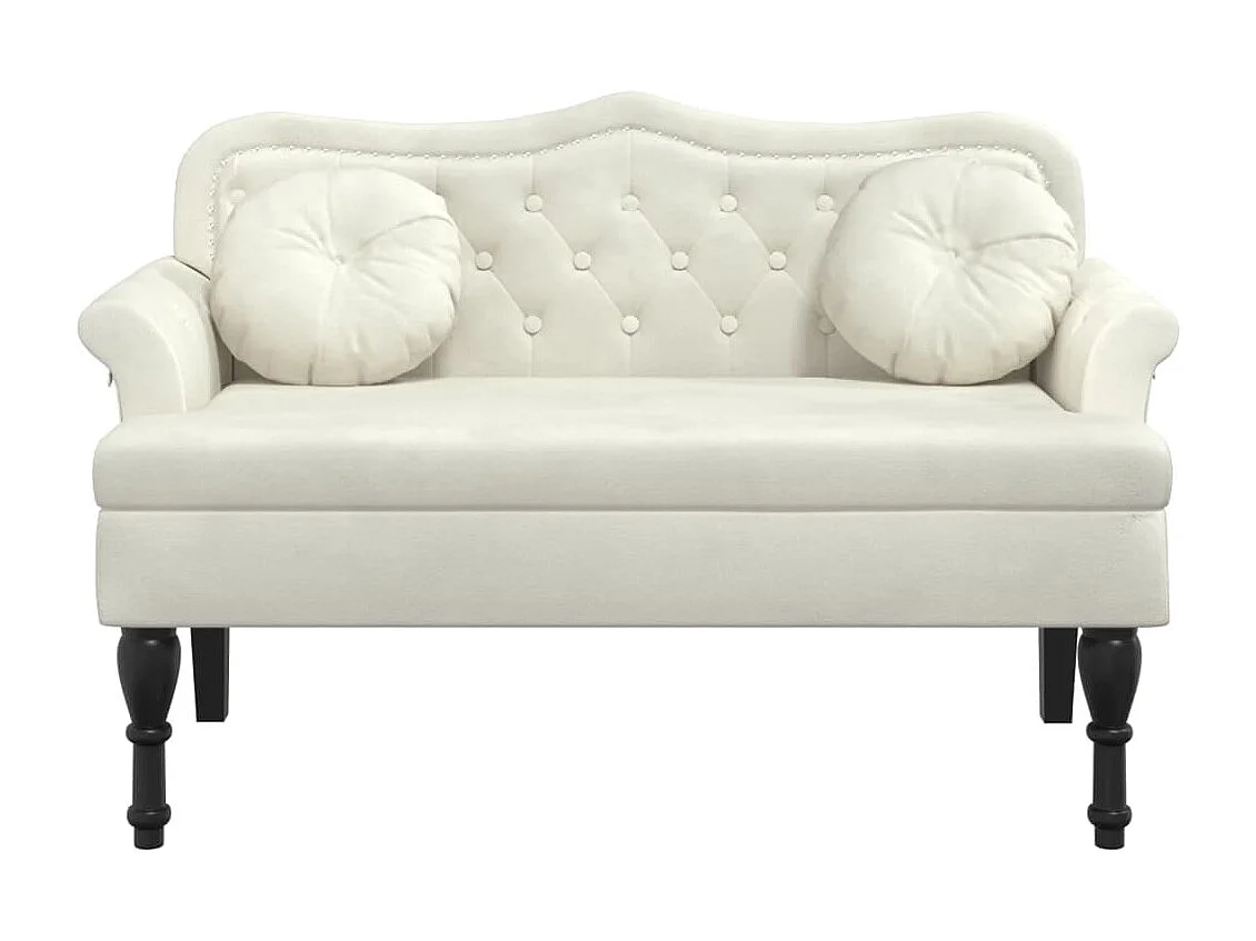 Banco con cojines color crema 120,5x65x75 cm terciopelo