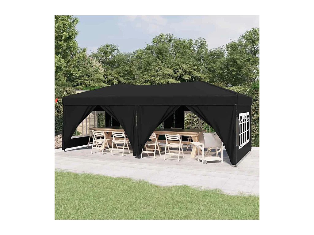 Carpa de recepción plegable con paredes Negra 3x6 m