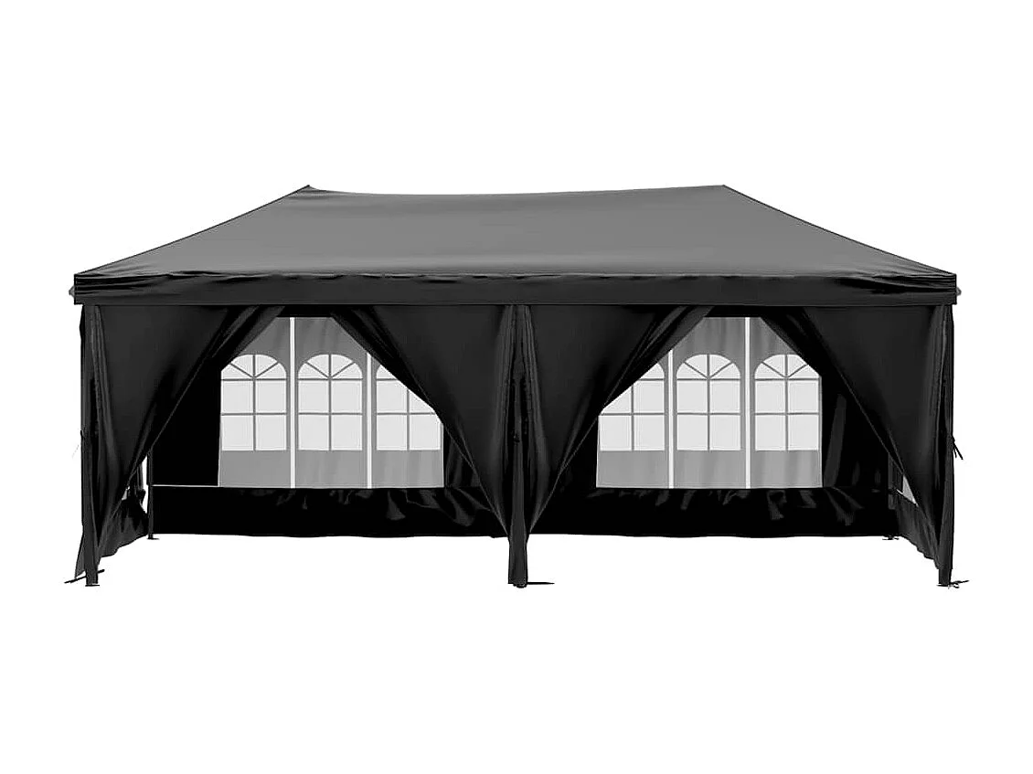 Tenda pieghevole per ricevimenti con pareti Nero 3x6 m