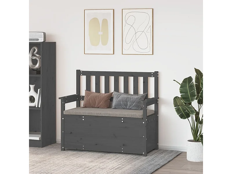 Grijze bank 112,5x51,5x96,5 cm massief grenenhout