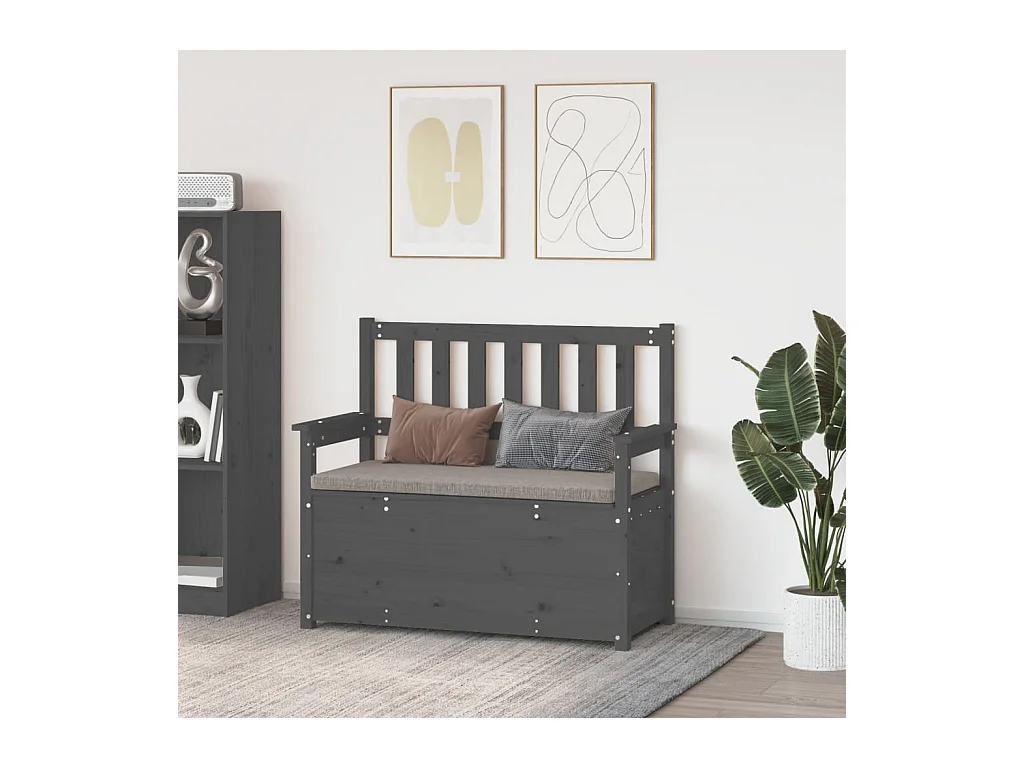 Grijze bank 112,5x51,5x96,5 cm massief grenenhout