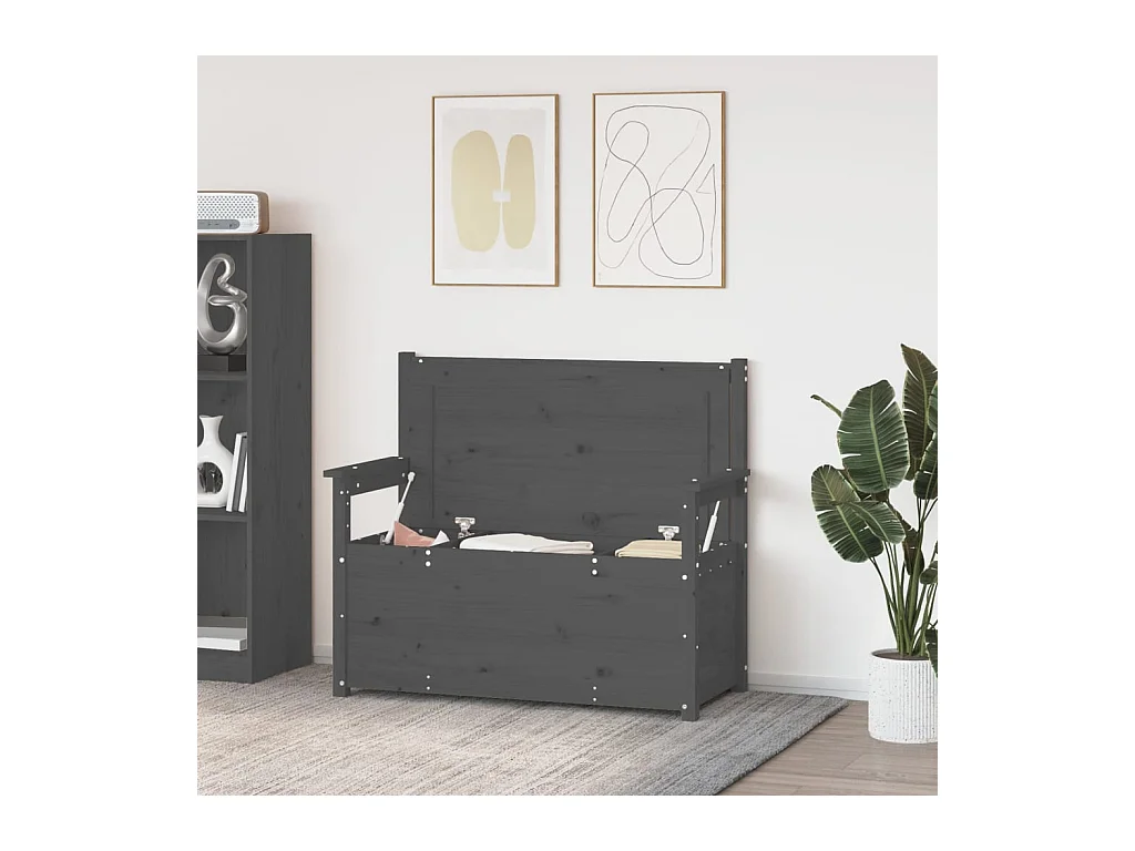 Grijze bank 112,5x51,5x96,5 cm massief grenenhout