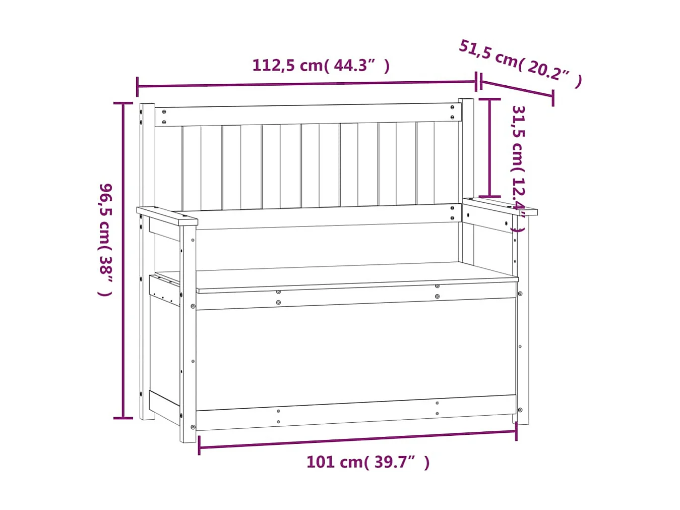 Panca grigia 112,5x51,5x96,5 cm in legno di pino massello