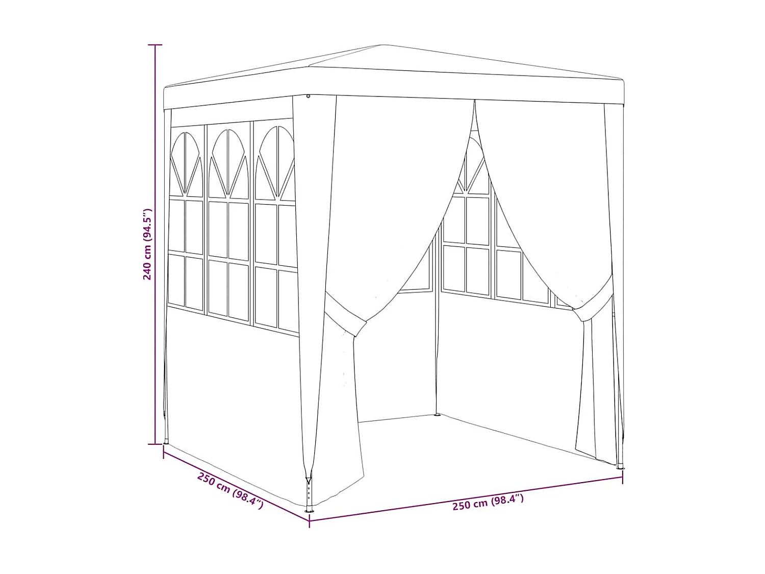 Tenda per ricevimenti con pareti laterali 2,5x2,5 m Verde 90 g/m²