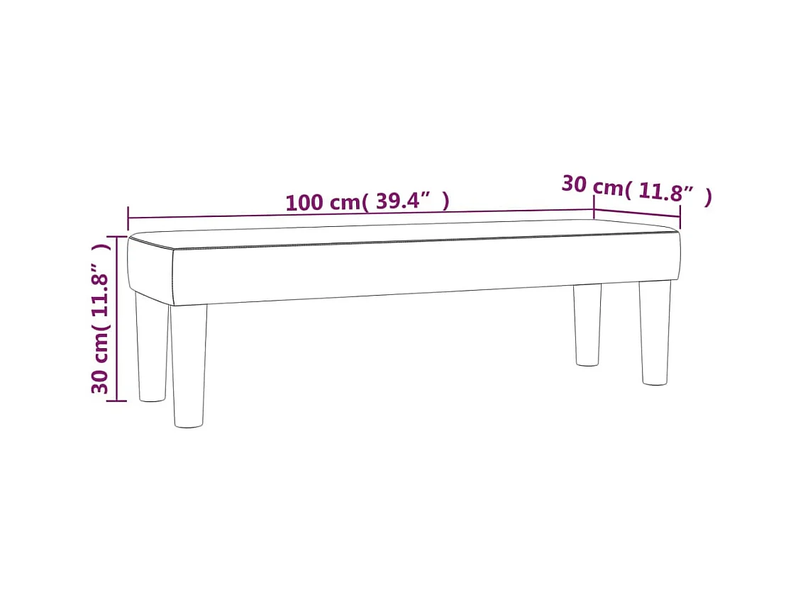 Banc Marron foncé 100x30x30 cm Tissu