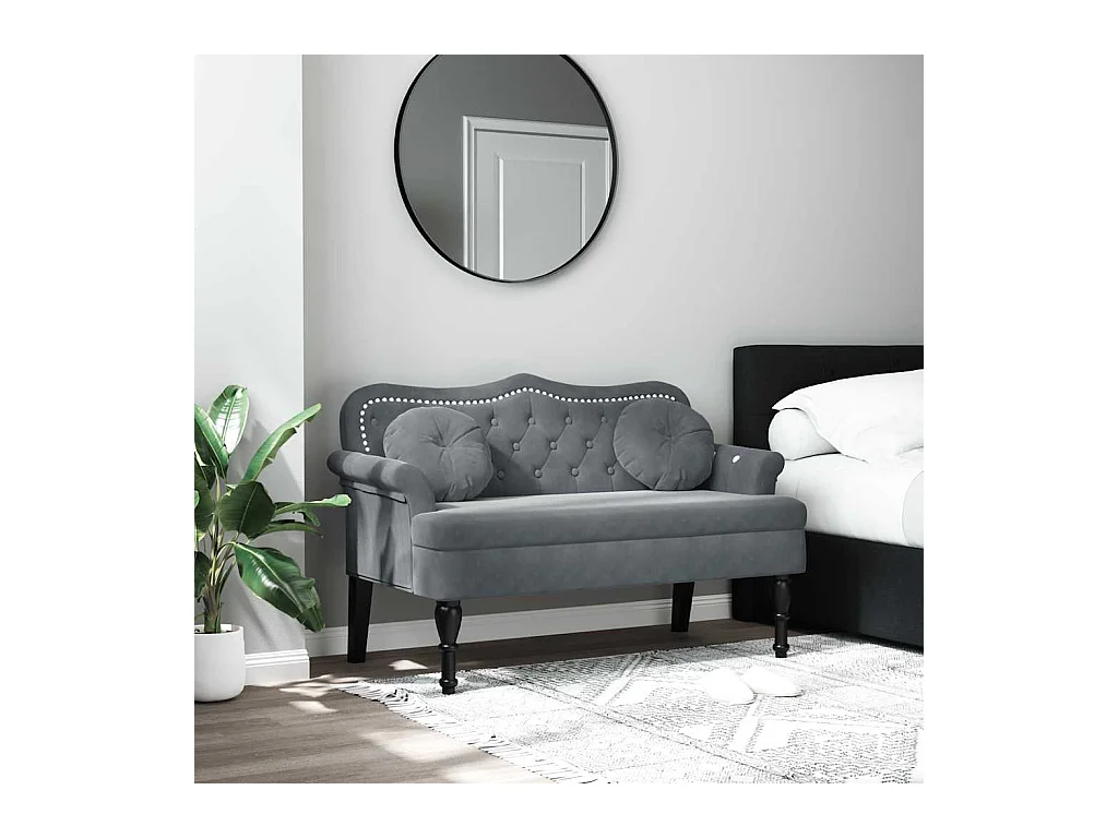 Banc avec coussins gris foncé 120,5x65x75 cm velours