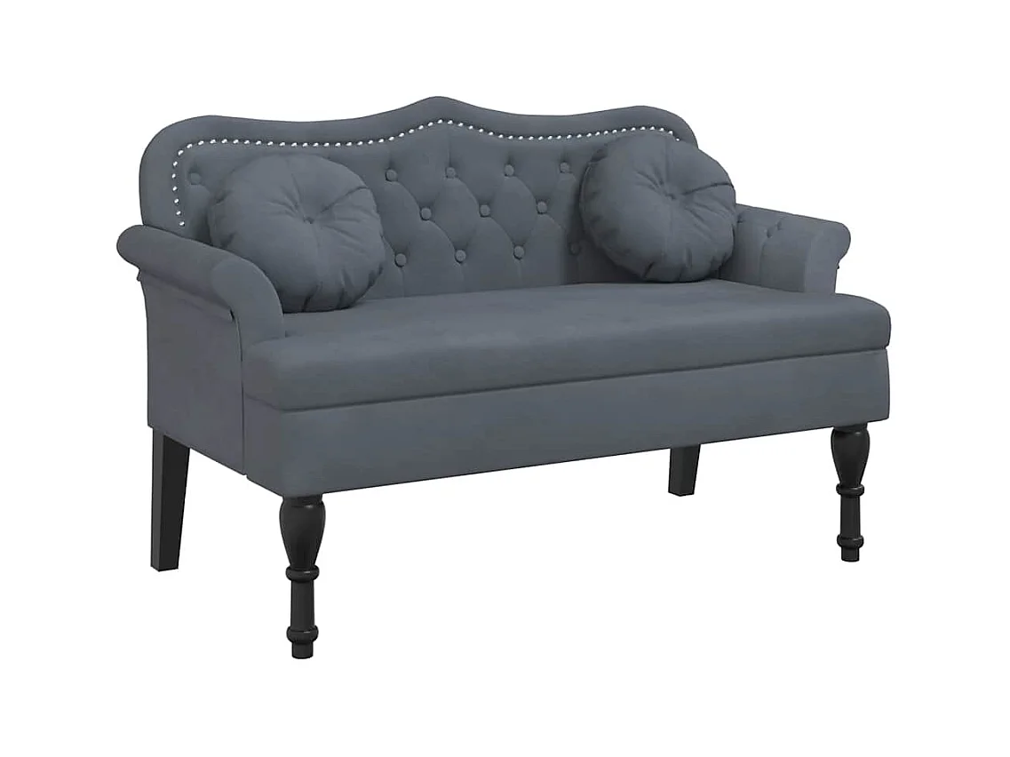 Banc avec coussins gris foncé 120,5x65x75 cm velours