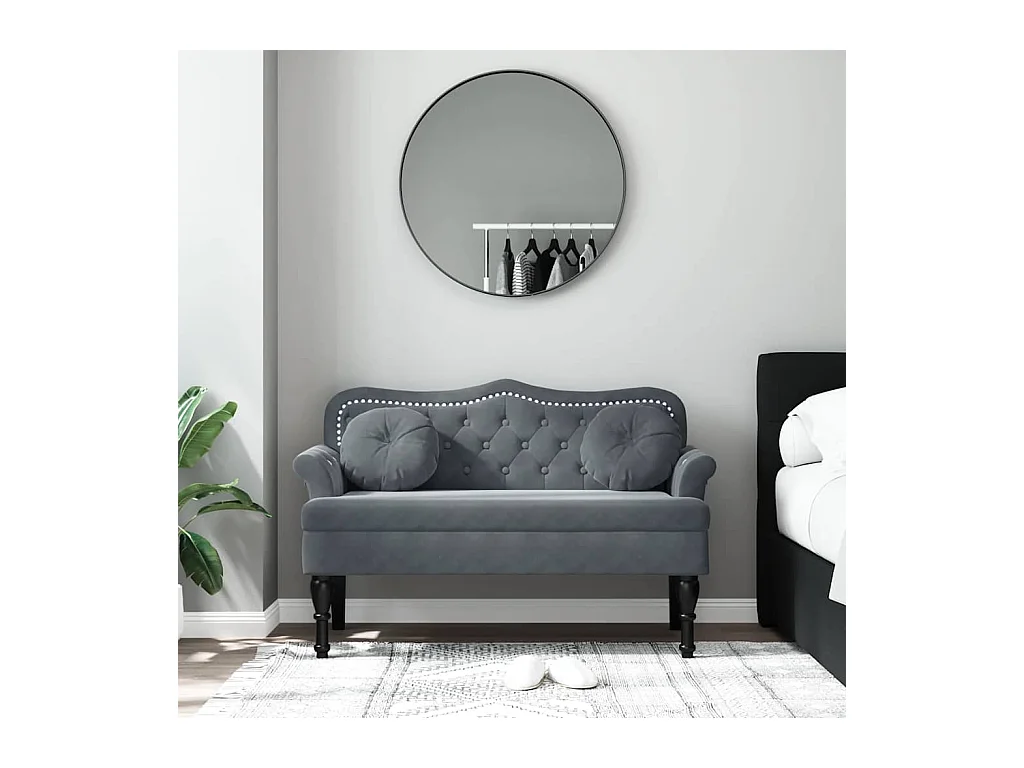 Banc avec coussins gris foncé 120,5x65x75 cm velours