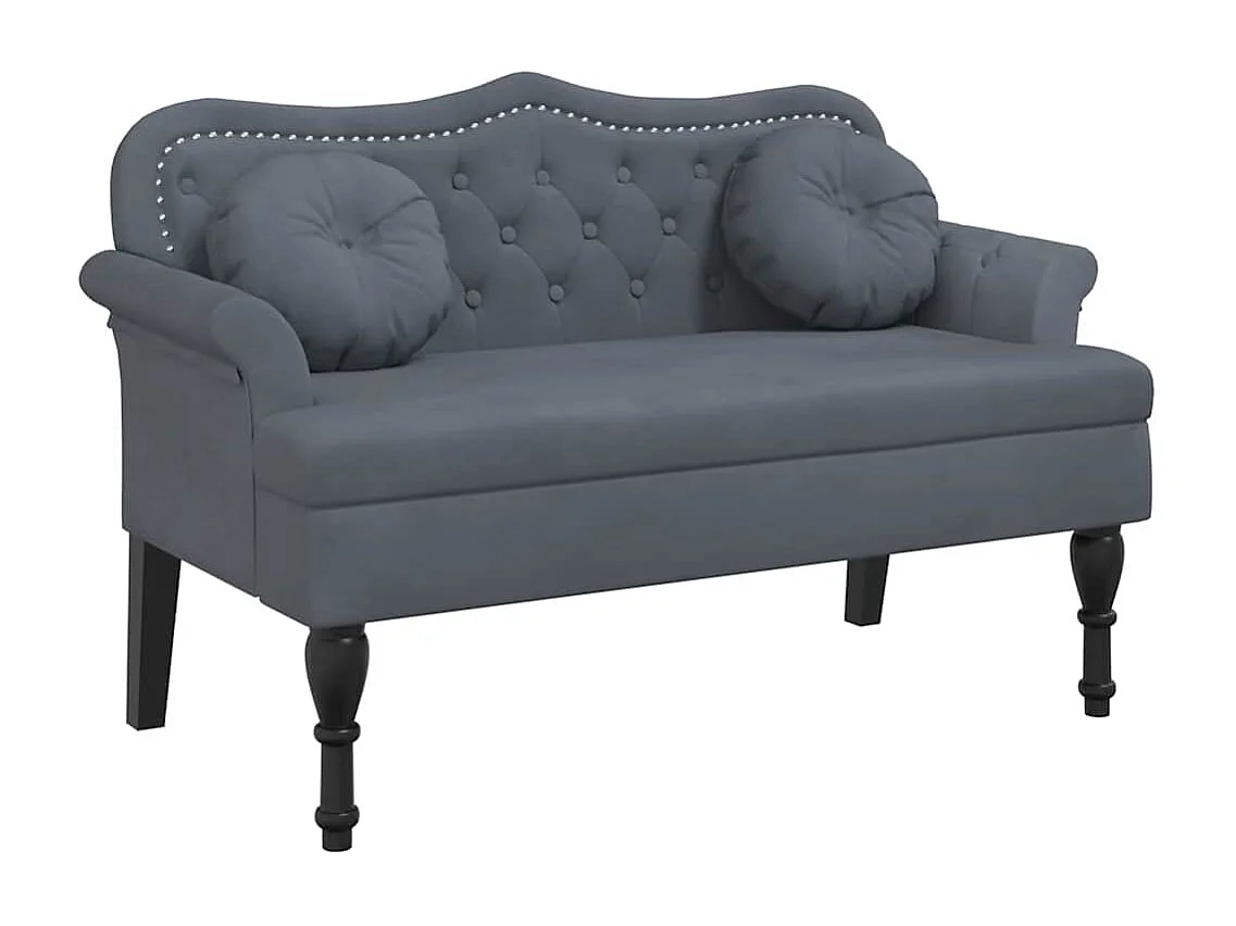Banc avec coussins gris foncé 120,5x65x75 cm velours