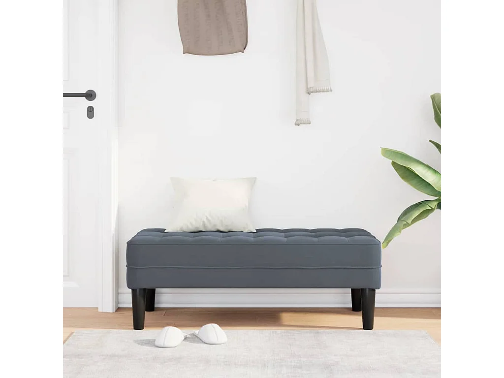 Donkergrijze bank 113 x 57 x 39 cm fluweel