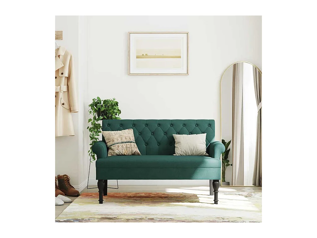 Bank mit dunkelgrüner Rückenlehne 120x62x75,5 cm Stoff